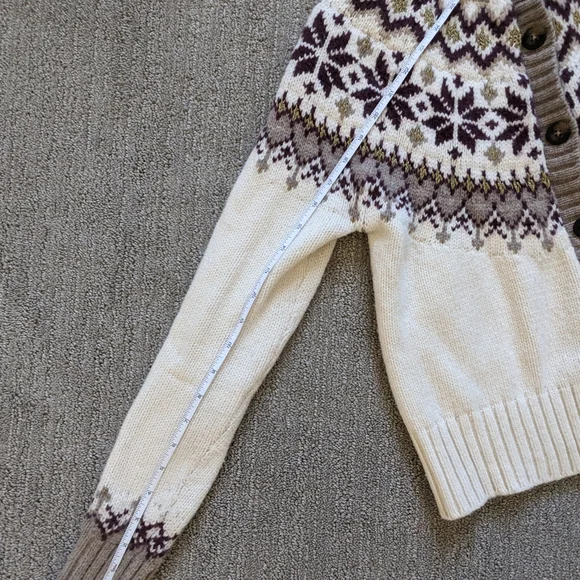 Boden Cream & Brown Fair Isle Wool Cardigan - Picture 8 of 9
